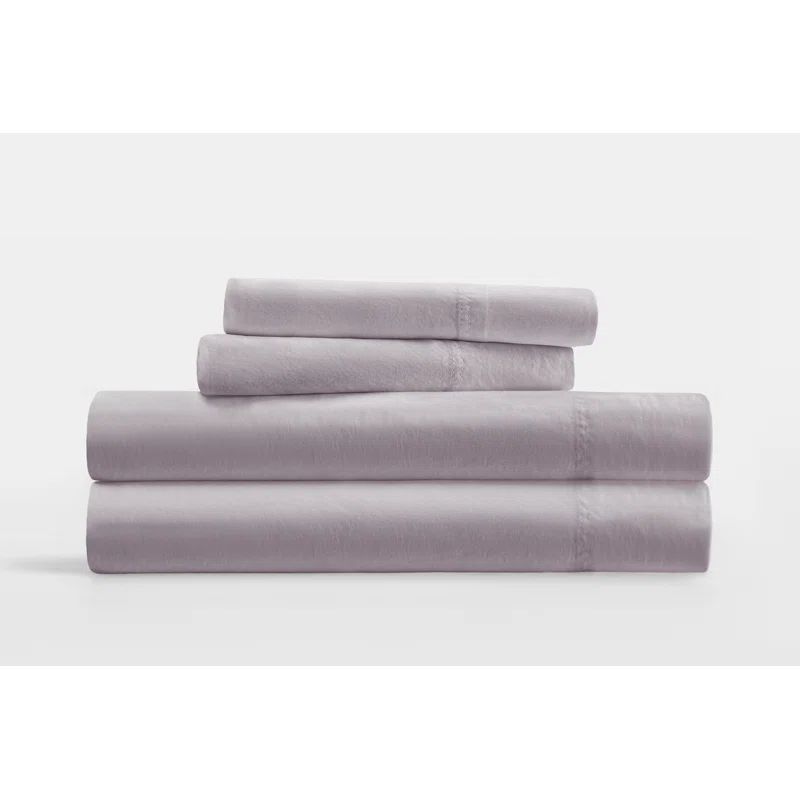 Mauve Full Cotton 4-Piece Solid Sheet Set