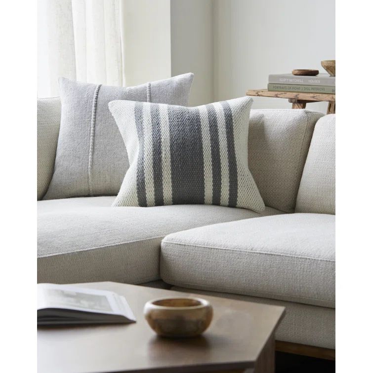 Brett 18'' Off-White and Gray Wool Accent Pillow