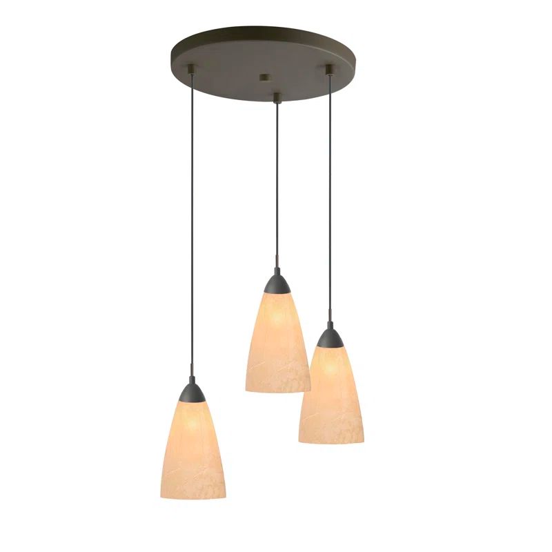 Matte Glass and Metallic Bronze 72" Cluster Pendant Light
