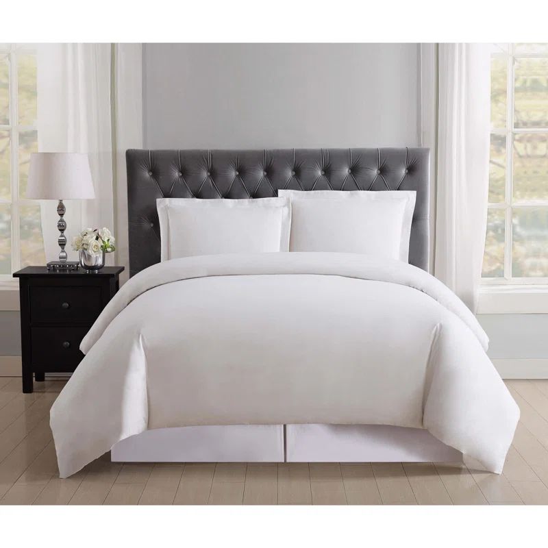 Ivory Full/Queen Microfiber Duvet Cover Set with Button Closure