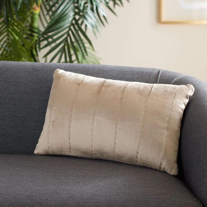 Champagne Embroidered Rectangular Throw Pillow with Zipper