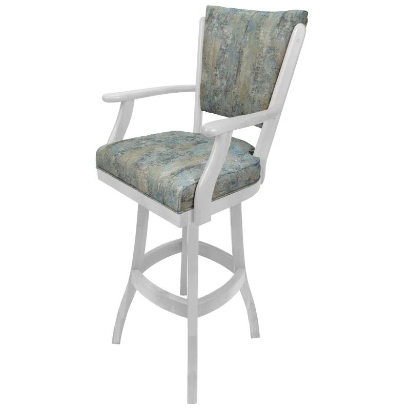 Sanora Dark Brown Solid Wood Swivel 26'' Counter Stool with Upholstered Seat