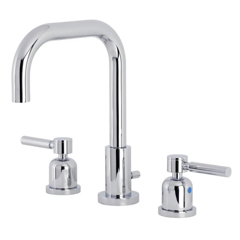 Polished Chrome Brass Widespread Bathroom Faucet with Pop-Up Drain