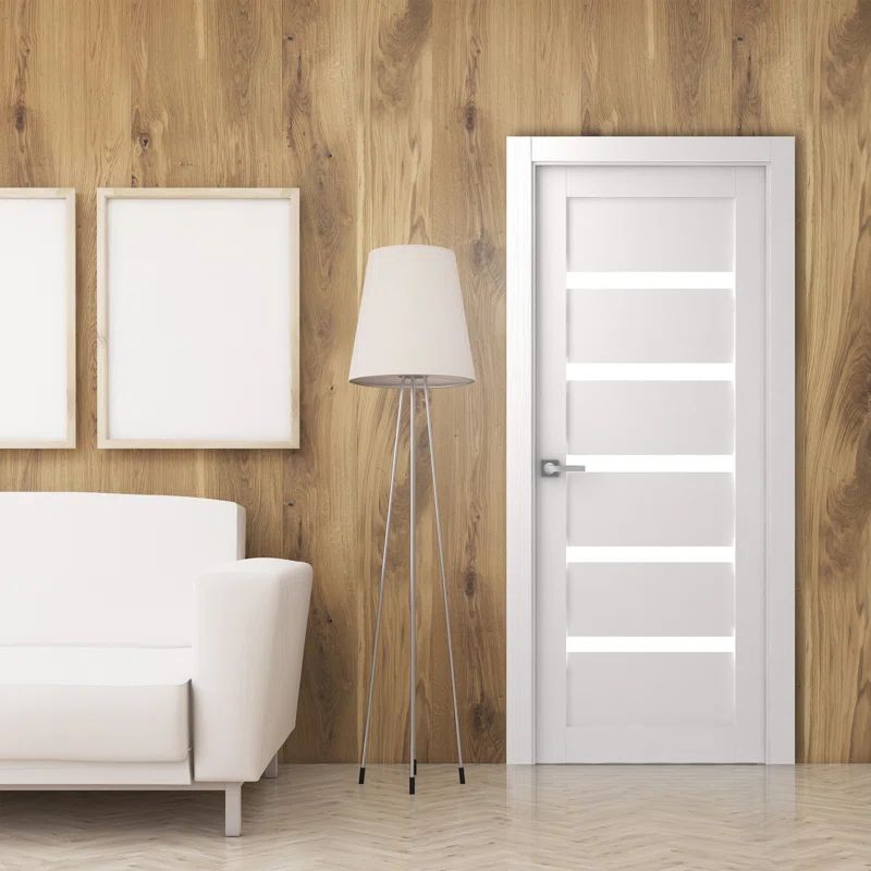 Bianco Noble White Pine and Frosted Glass Modern Door Slab