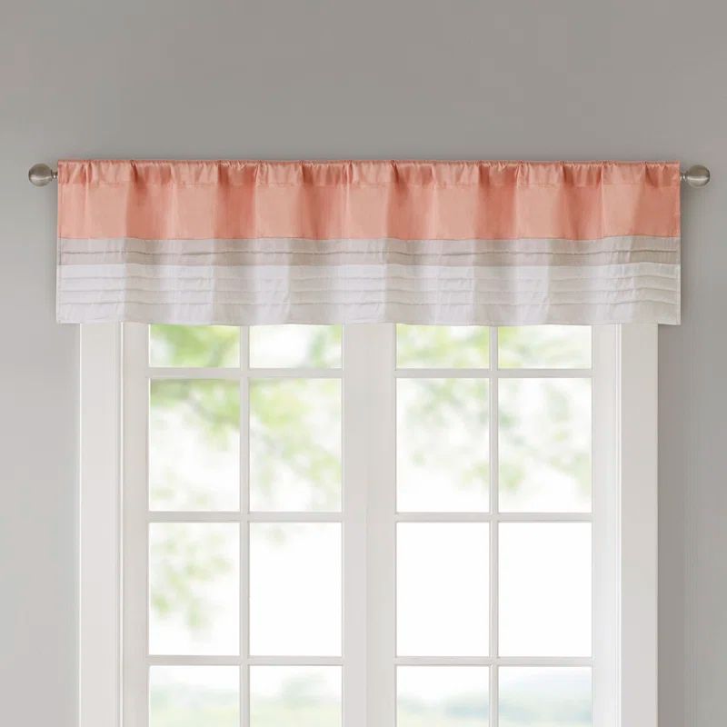 Coral and Ivory Faux Silk Pintuck Window Valance