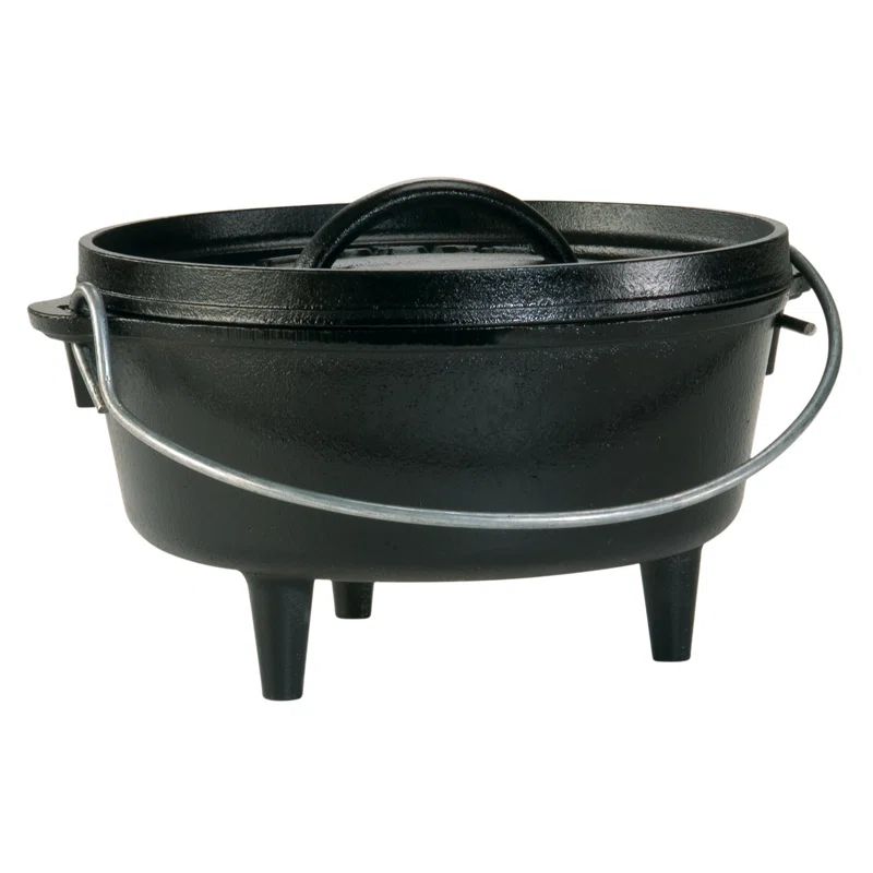 Black Cast Iron 2 Qt Non-Stick Camp Dutch Oven with Cover
