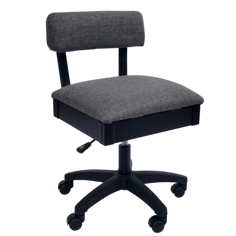 Gray Fabric Swivel Hydraulic Sewing Chair with Storage
