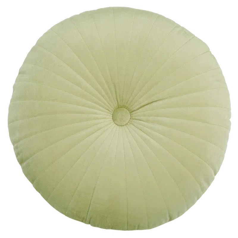 Leaf Green Tufted Round Decorative Pillow