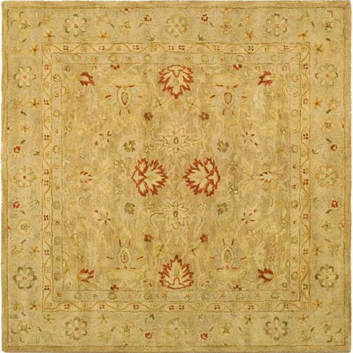 Heirloom Brown and Beige Wool 6' Square Area Rug