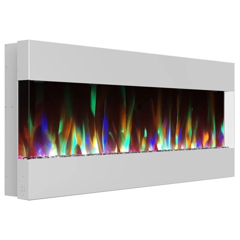 Cambridge 50-Inch White Wall Mounted Electric Fireplace with LED Color Display