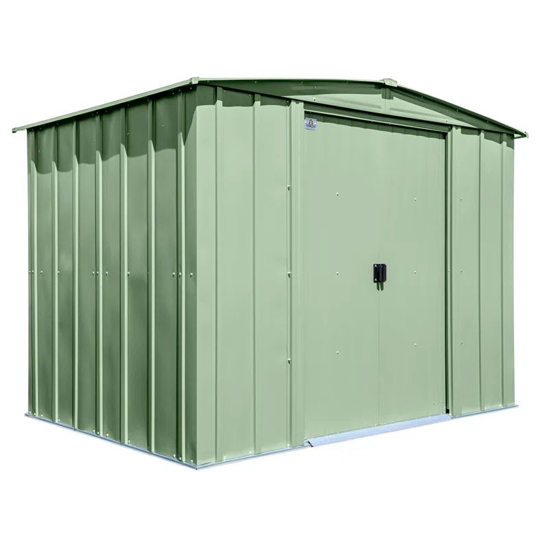 Sage Green 8x6 Galvanized Steel Peak Roof Storage Shed
