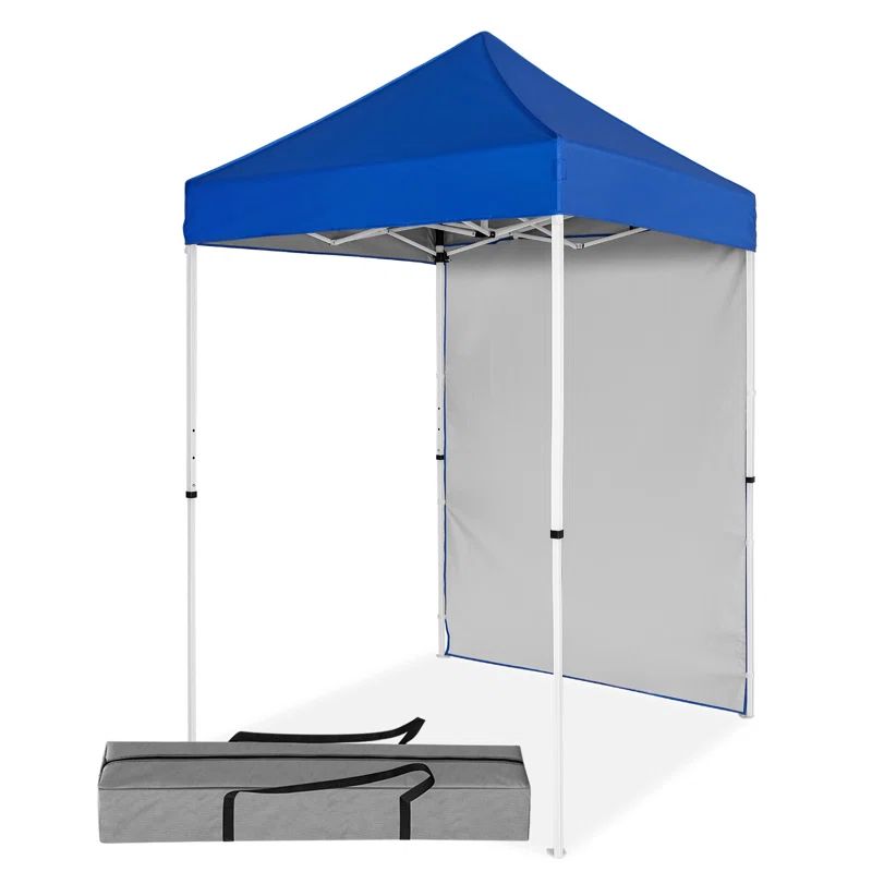 Blue 5x5 Outdoor Pop Up Steel Canopy Tent with Sidewall