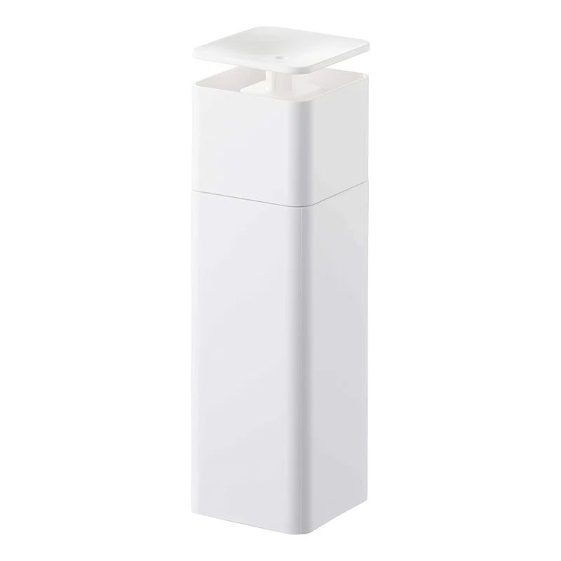 White Plastic One-Handed Push Soap Dispenser, 8.5 oz