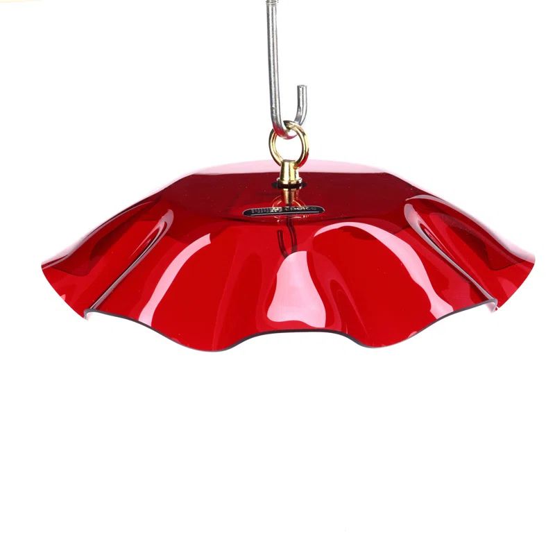 Red Acrylic Weather-Resistant Bird Feeder Guard with Brass Hardware