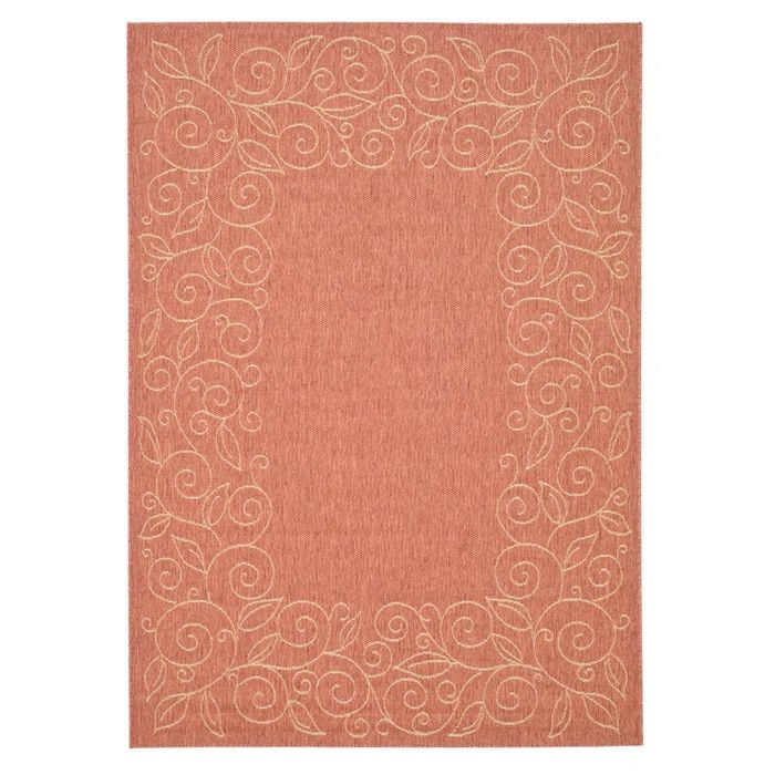 Terracotta and Beige 5' x 7' Easy-Care Synthetic Area Rug