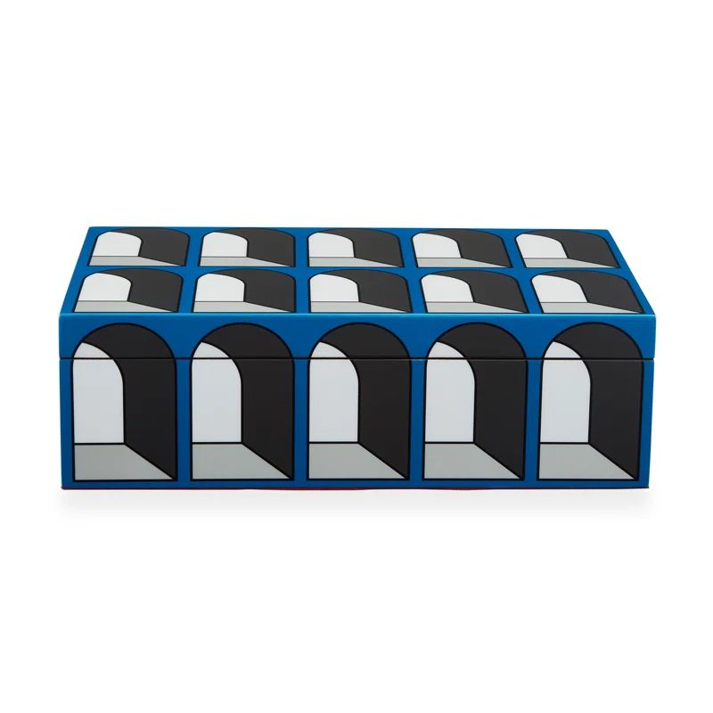 Blue Rectangular Stackable Wooden Storage Box with Velvet Liner