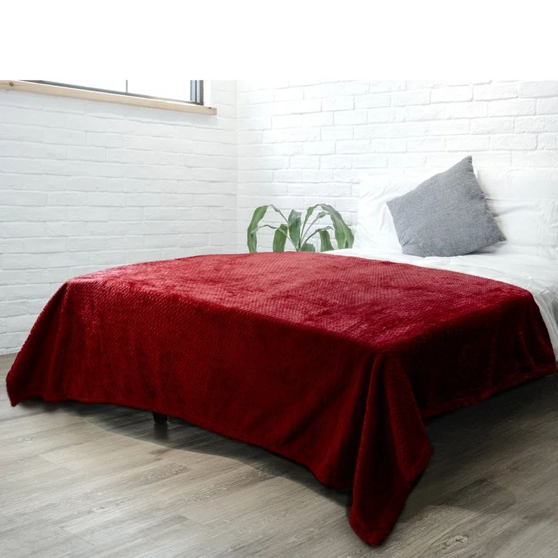 Wine Red Lightweight Fleece Flannel Throw Blanket