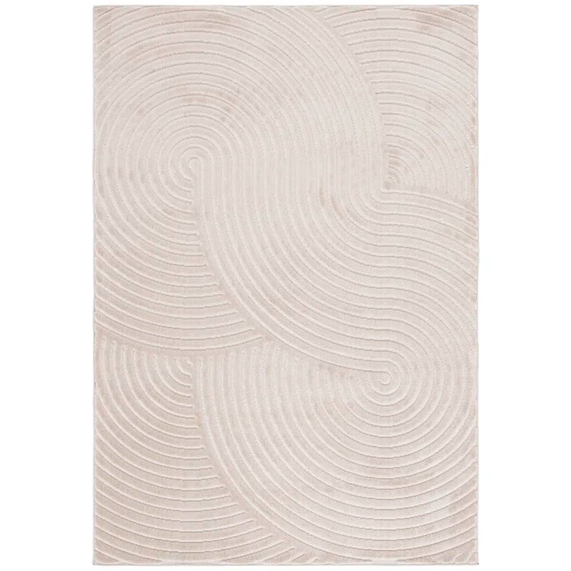 Ivory Abstract 4' x 6' Stain-Resistant Synthetic Rug