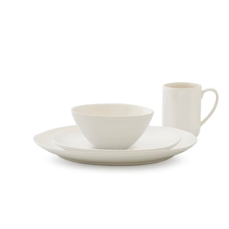 Creamy White Ceramic 4 Piece Place Setting