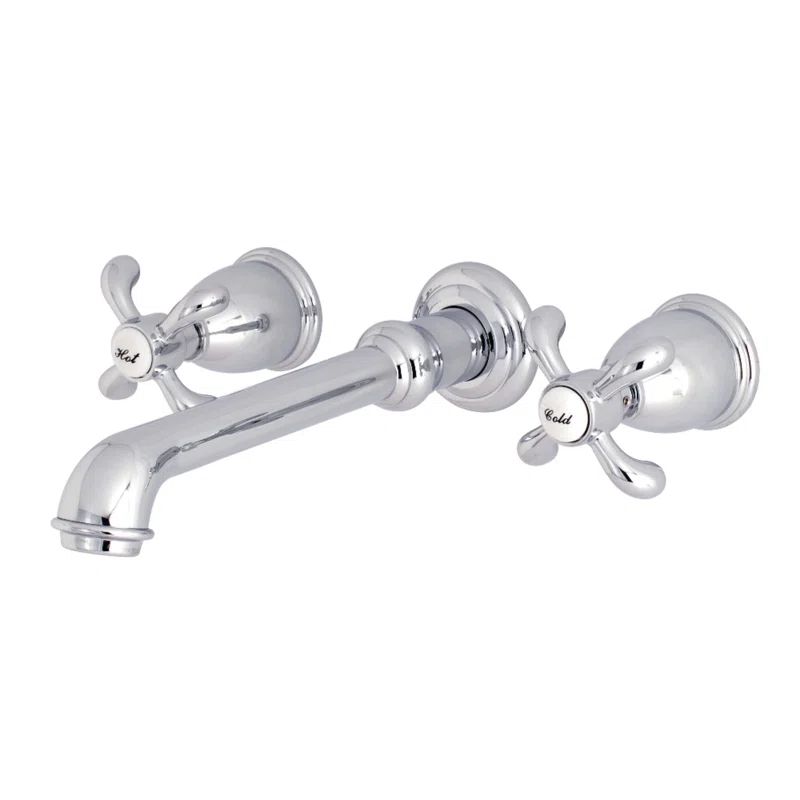 Polished Chrome Dual Handle Wall Mount Tub Faucet