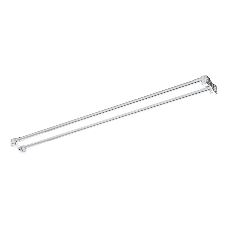 60" Chrome Double Bar Wall Mounted Shower Curtain Rod