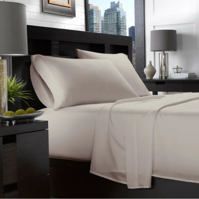 Taupe Full Microfiber Sheet Set with Pillowcases