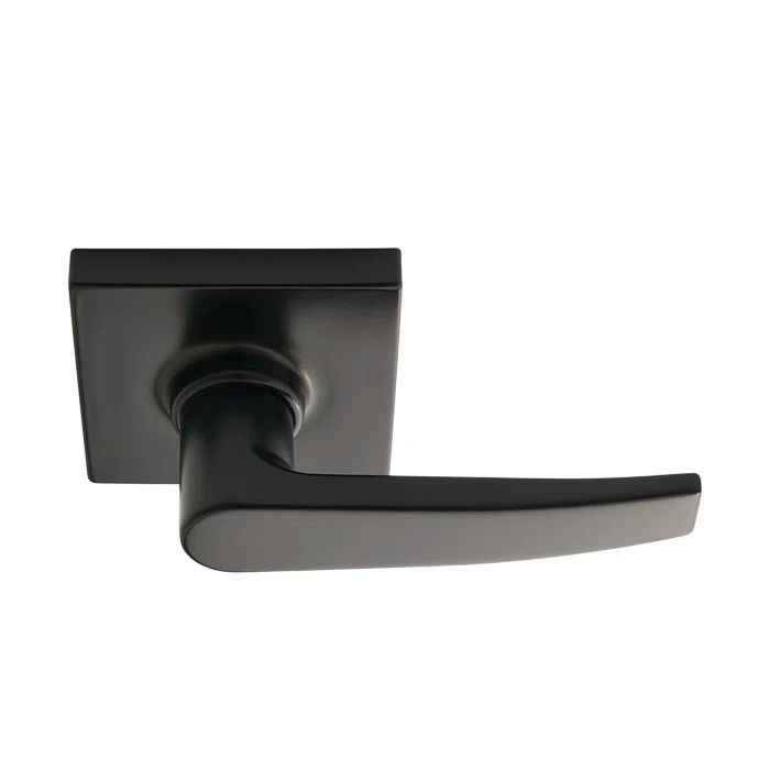Matte Black Square Rosette Passage Door Lever