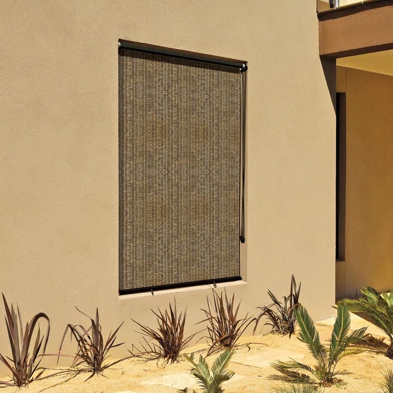 Walnut Cordless Outdoor Roller Shade with UV Protection, 8' x 8'