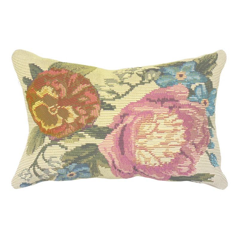 Black Floral Indoor/Outdoor Round Throw Pillow