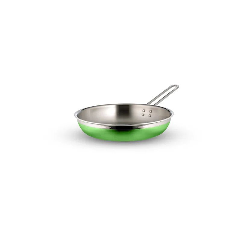 Lime Green Stainless Steel 1.63 qt. Saute Pan with Riveted Handle