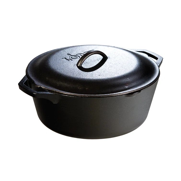 Black Enameled Cast Iron 7-Quart Dutch Oven with Loop Handles
