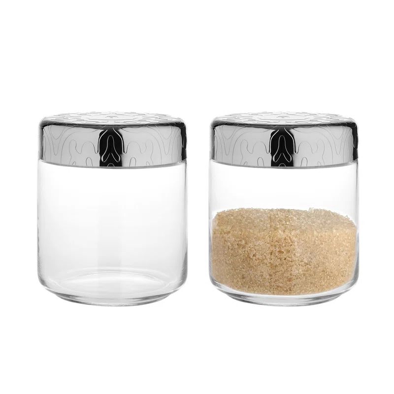 Clear Glass Kitchen Jar with Ornate Silver Lid