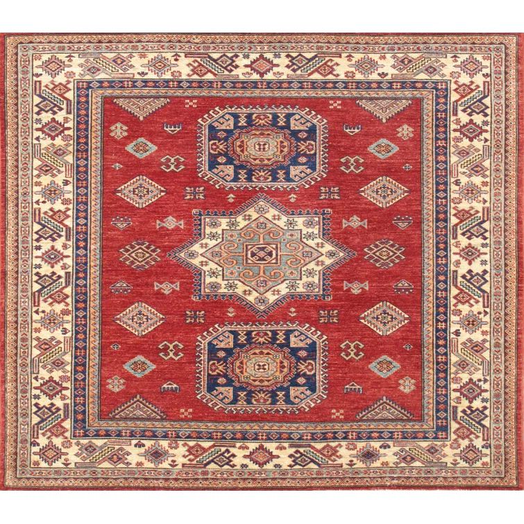 Pasargad Kazak Red & Beige Hand-Knotted Wool 5'2" x 5'11" Area Rug