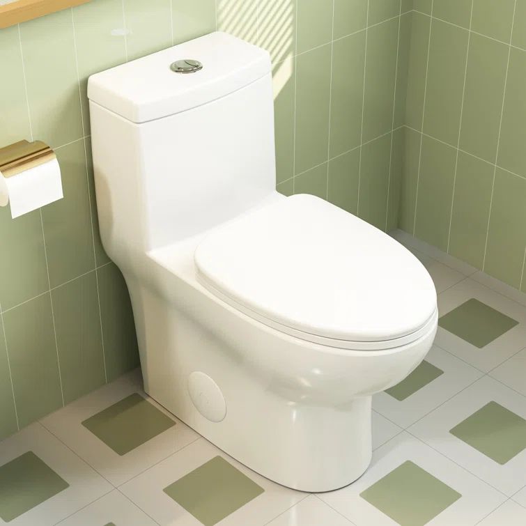 White Ceramic Elongated Dual Flush Floor Mounted Toilet
