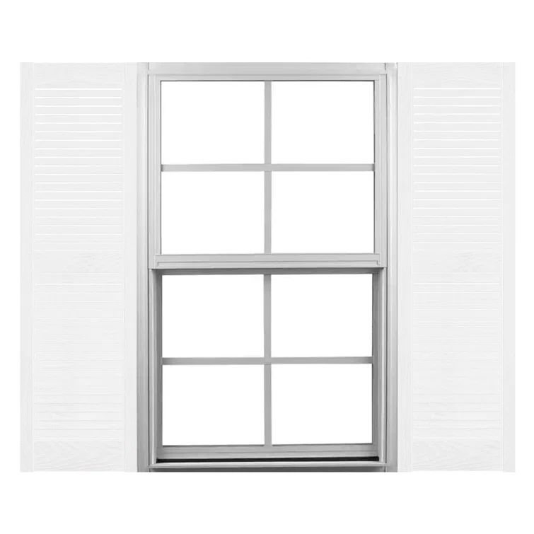 White Vinyl Louvered Exterior Shutters, 15" x 39"