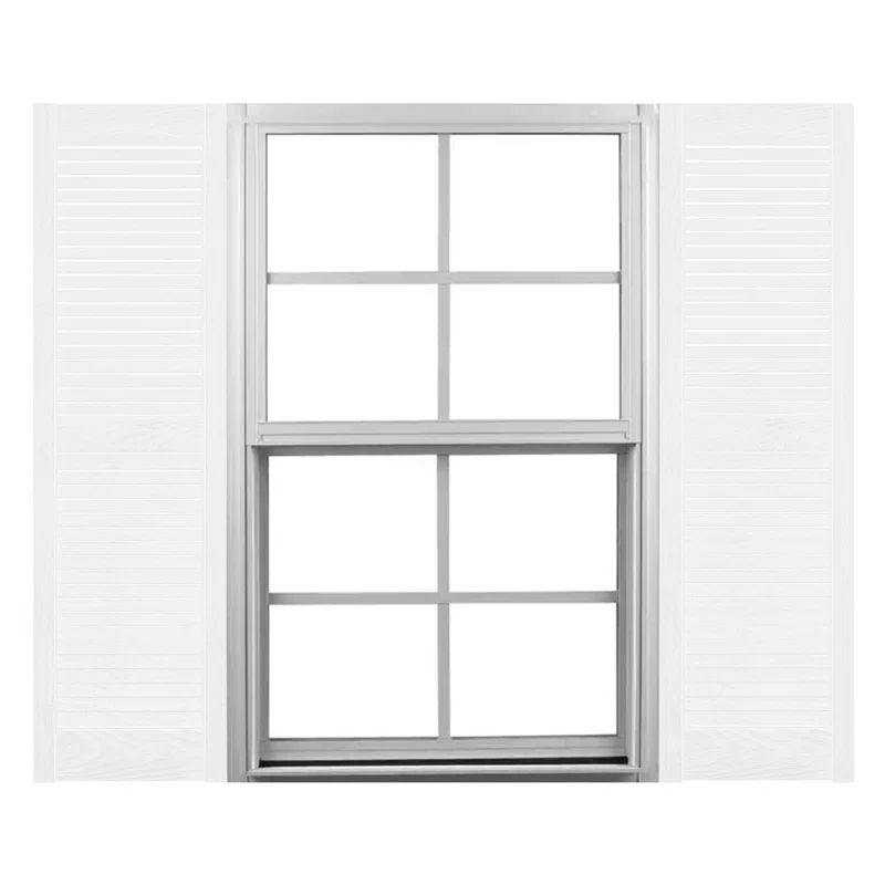 55" Beige Vinyl Louvered Decorative Shutters Pair