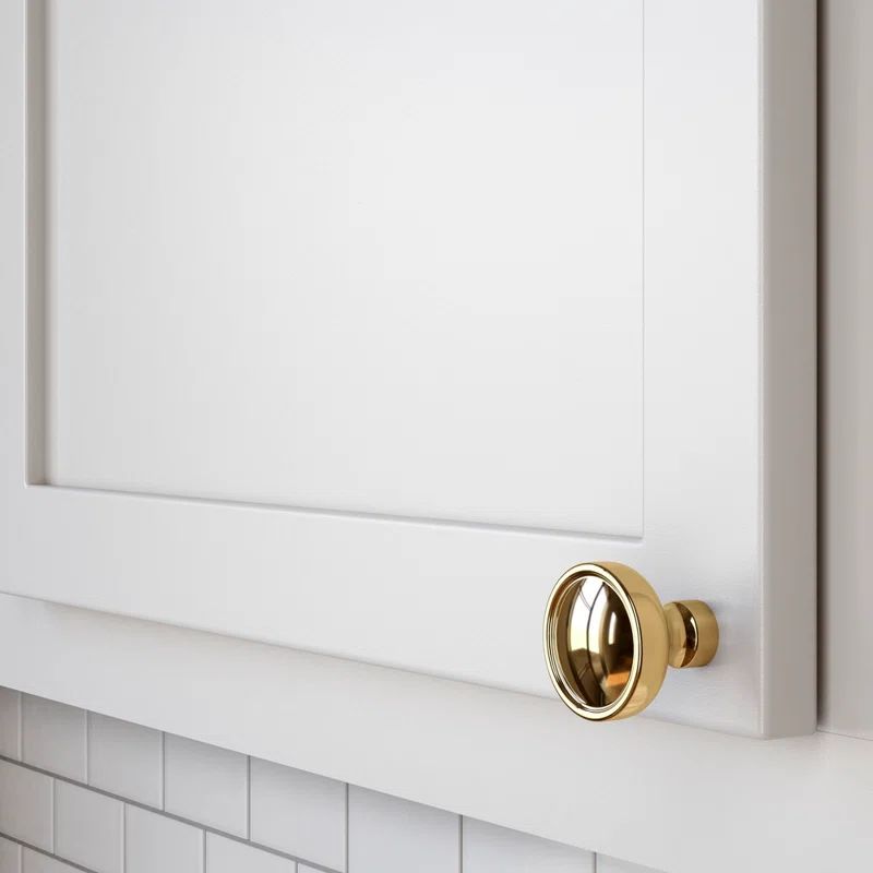 Polished Brass Round Tulip Cabinet Knob with Mounting Hardware