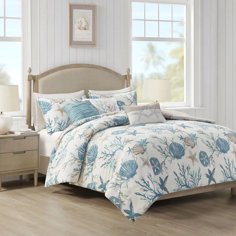 Aqua Coastal Cotton Sateen King Duvet Cover Set