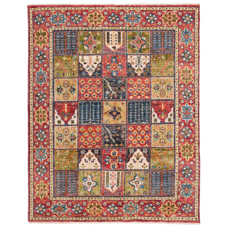 Handmade Red Wool and Cotton 9' x 12' Area Rug
