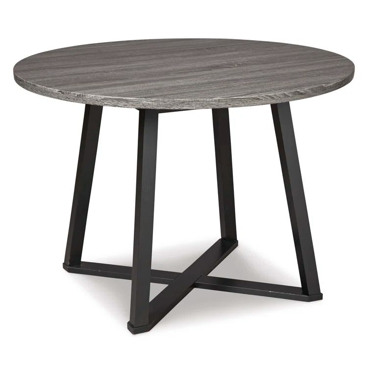 Centiar 42" Contemporary Industrial Black/Gray Round Dining Table