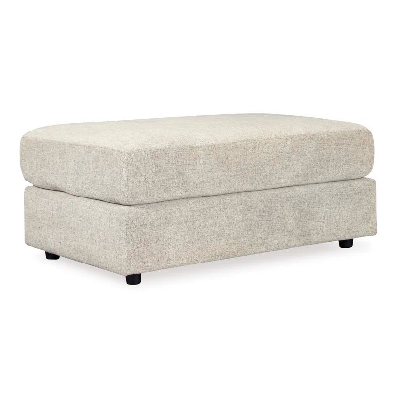 Oversized Off-White Chenille Contemporary Ottoman