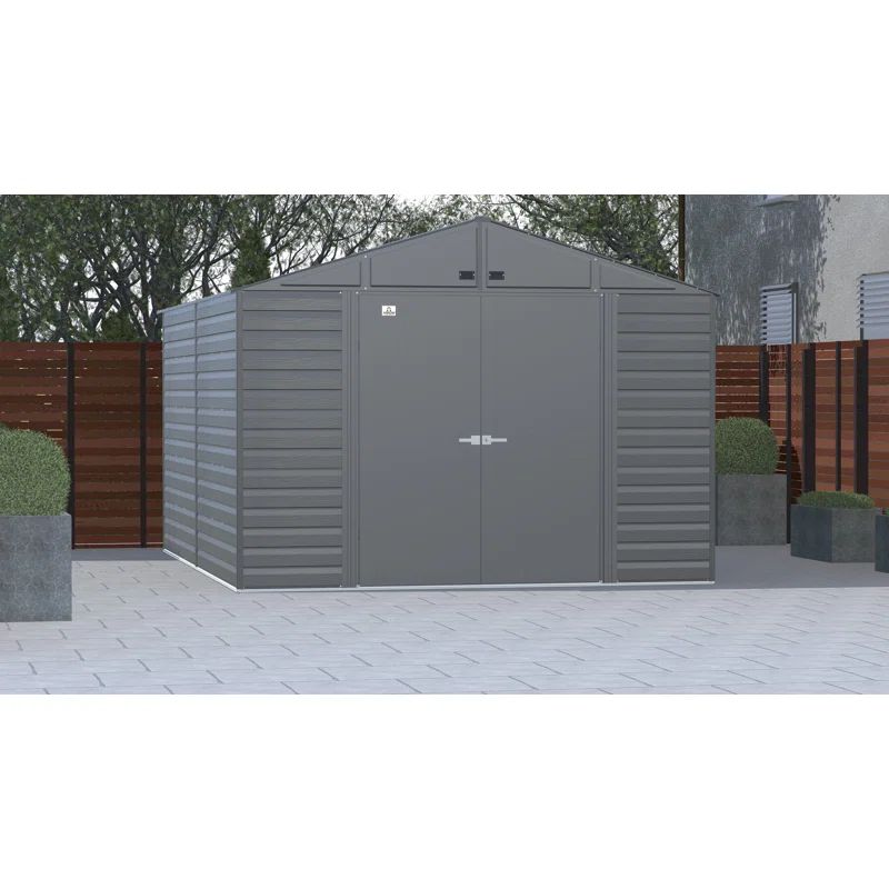 Arrow Select Charcoal Steel 10x14 Storage Shed with Swing Doors
