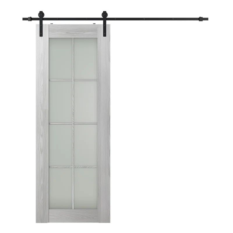 Ribeira Ash 24" Frosted Glass Paneled Barn Door Kit