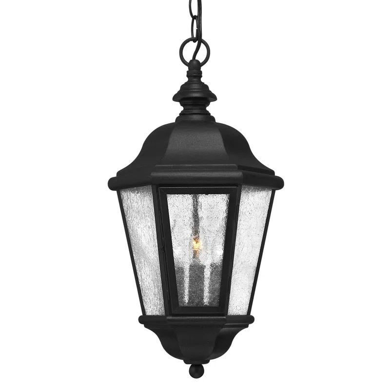 Edgewater Classic 3-Light Black Outdoor Hanging Lantern with Clear Seedy Glass