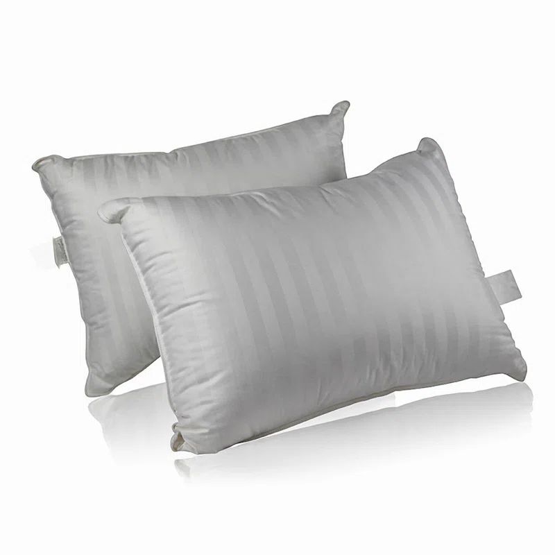 King Size Medium Firm White Goose Down Bed Pillow Set with Cotton Cover