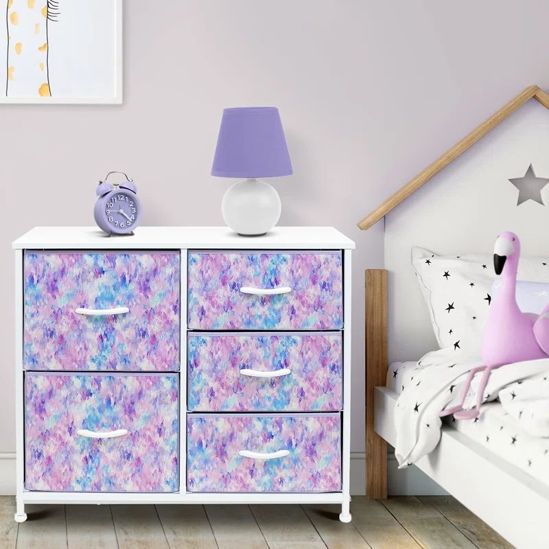 Tie-Dye Purple 5-Drawer Steel Frame Nursery Dresser
