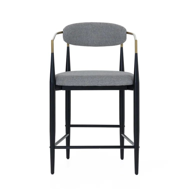 Black and Gold Metal Frame Upholstered Counter Stool