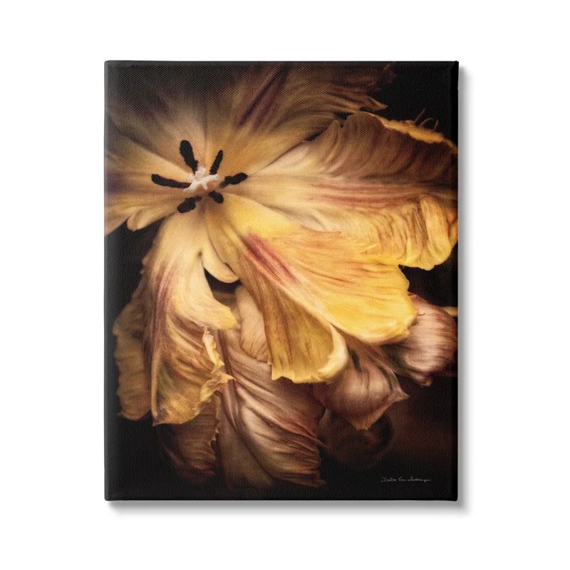 Modern Yellow and Brown Hibiscus Canvas Print, 24 x 30
