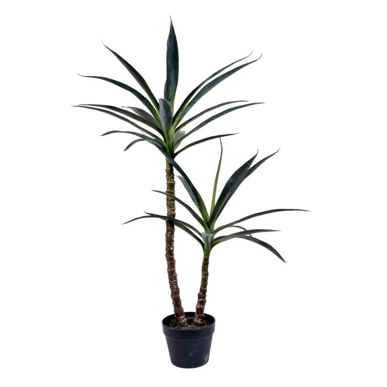 44" Green Silk Yucca Tree in Black Plastic Planter