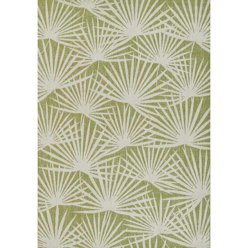 Green Geometric Flat Woven Washable Synthetic Rug 3'3" x 5'
